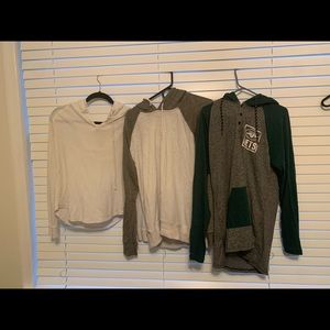 3 long sleeves with hoods